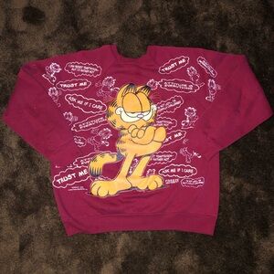 Garfield Big Print Sweatshirt Trainer S USA Made Fashion